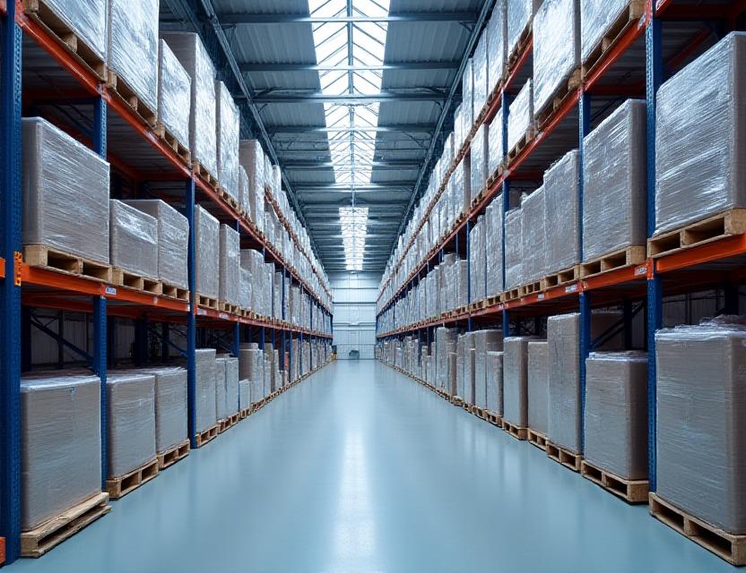 Spacious clean industrial warehouse for freight storage
